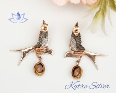 Color Change Stone Dove Bird Animal Earrings, Color Changing Designer Earrings, Animal Stud Earrings, Bird Earrings, Bird Lover Gift - Image 10