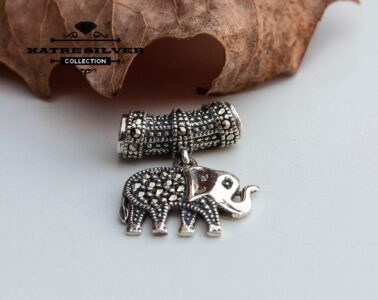 Marcasite Elephant, Marcasite Charm, Marcasite Pendant, Elephant Pendant, Silver Elephant, Animal Pendant, One of a Kind, Elephant Gift - Image 3