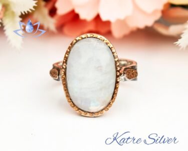 Unique Moonstone Ring Silver 925 – Handmade Oval Rainbow Moonstone Engagement Ring Natural Birthstone Ring Gift for Her - Image 3