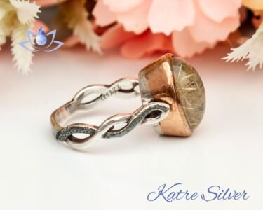 Natural Oval Cut Golden Rutile Quartz Engagement Ring, Yellow Rutilated Quartz Solitaire Ring, One of a Kind Ring, Unique Gift for Wife - Image 6