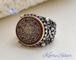 Mens Handmade Ring Turkish Handmade Silver Ottoman Mens Ring Agate Ring Agate Men Ring The Star of David Gift for Him 925k Sterling Silver - Image 3