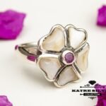 Unique Ruby and Seashell Ring, Shell Ring, Silver Ruby Ring, Statement Ring, Handmade Ring, Natural Ruby, Boho Ring, Unique Jewelry, Unique