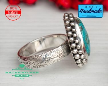 Pear Shape Turquoise Ring, Pear Ring, Blue Turquoise Ring, Handmade Ring, Statement Ring, Boho Ring, Unique Ring, Ring for Women, 925 Silver - Image 6