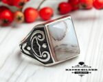 Mens Handmade Ring, Turkish Handmade Silver Men Ring, 925k Sterling Silver Ring, Ottoman Mens Ring, Yemeni Agate Men Ring, Gift for Him