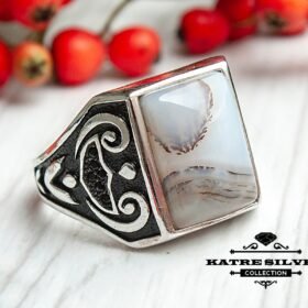Mens Handmade Ring, Turkish Handmade Silver Men Ring, 925k Sterling Silver Ring, Ottoman Mens Ring, Yemeni Agate Men Ring, Gift for Him