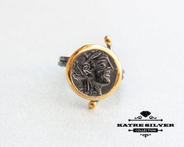 Unique Gold Plated Coin Ring 925 Silver – Ancient Coin Vintage Statement Ring Handmade Custom Jewelry Gift for Her - Image 2