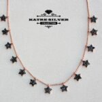 Tiny Star Onyx Dangle Necklace 925 Sterling Silver Rose Gold Plated Silver Star Necklace Dangle Necklace Layering Necklace Vintage Necklace