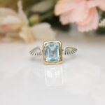 Angel Wings Birthstone Ring, Blue Topaz Ring for Women, Sterling Silver Birthstone Rings, Dainty Stackable Birthstone Rings for Women - Image 3