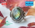 Mens Handmade Ring, Turkish Handmade Silver Men Ring, Ottoman Mens Ring, Labradorite Men Ring, Gift for Him, 925k Sterling Silver Ring - Image 3