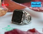 Mens Handmade Ring, Turkish Handmade Silver Men Ring, Ottoman Mens Ring, Black Agate Men Ring, Gift for Him, 925k Sterling Silver Ring - Image 4