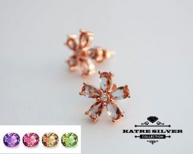 Unique Sultanite Flower Earrings 925 Silver – Handmade Turkish Diaspore Color Change Floral Jewelry Minimalist Gift for Her - Image 6