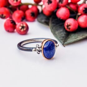 Blue Birthstone Ring, Lapis Lazuli Gemstone, Hand Made Promise Ring, Multi-Stone Blue Ring, March Birthstone Gift for Her
