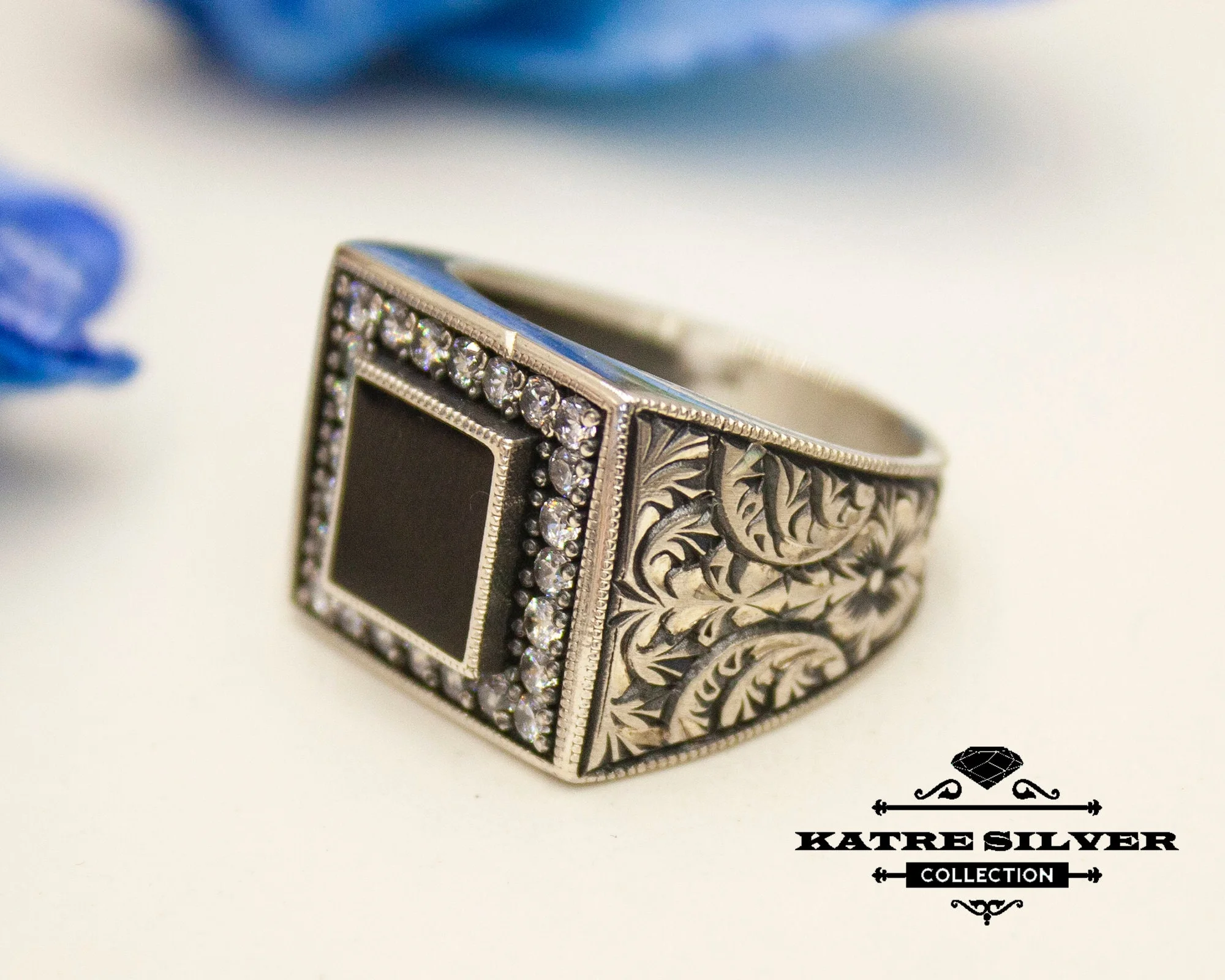 Unique Ottoman Black Stone Ring 925 Silver – Handmade Turkish Signet Ring Vintage Men Jewelry Gift for Him - Image 4
