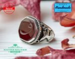 Mens Handmade Ring, Turkish Handmade Silver Men Ring, Ottoman Mens Ring, Agate Men Ring, Gift for Him, 925k Sterling Silver Ring, Vav Ring - Image 5