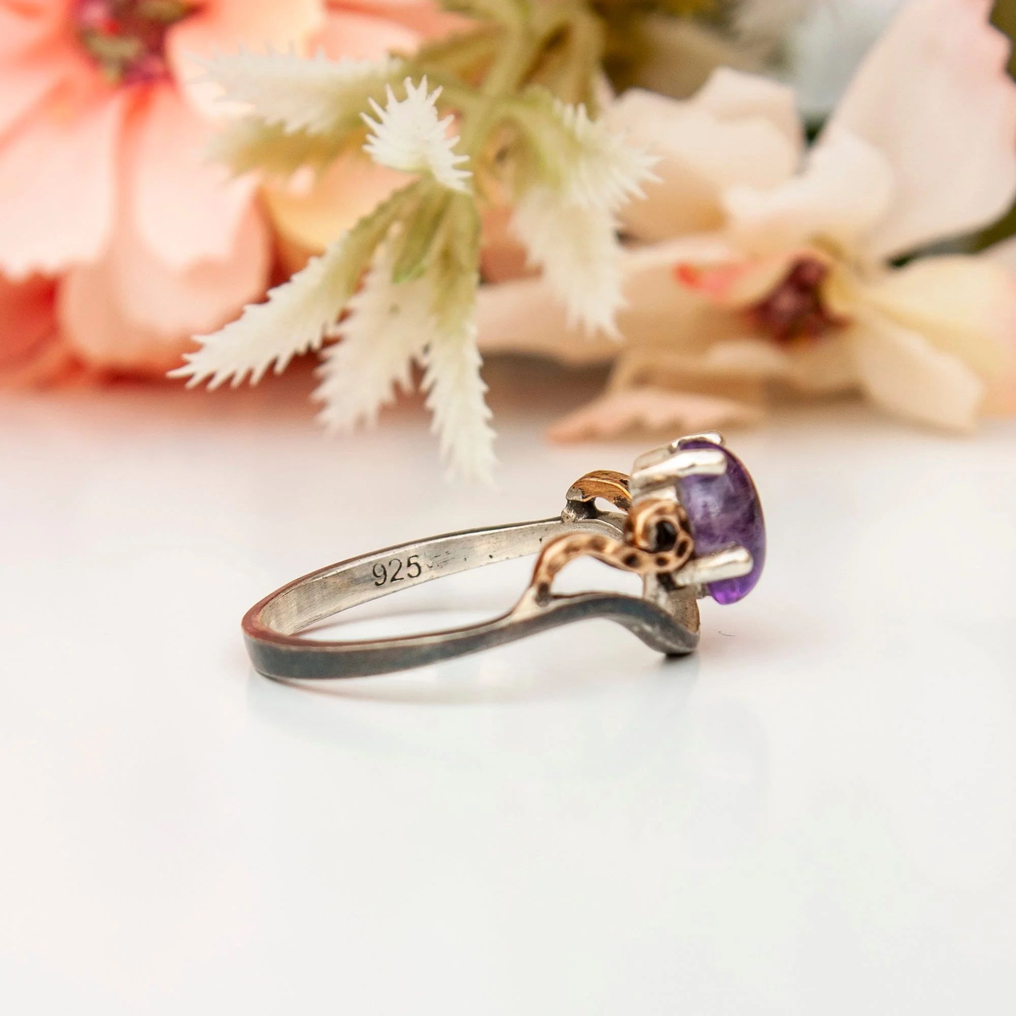 Unique Vintage Amethyst Engagement Ring 925 Silver – Handmade Purple Gemstone Promise Wedding Ring Gift for Her - Image 6