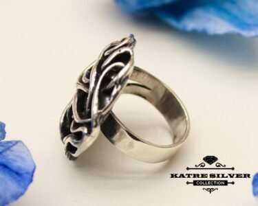 Solid Silver Vintage Ladies Ring, Ladies Fine Jewelry, Black Wire Ring, Authentic Ring, Trendy Ring, Modernist Ring, Silver Ladies Ring - Image 6