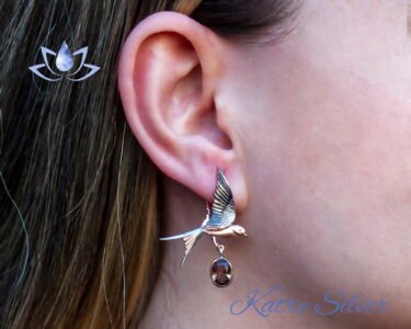 Color Change Stone Dove Bird Animal Earrings, Color Changing Designer Earrings, Animal Stud Earrings, Bird Earrings, Bird Lover Gift - Image 2