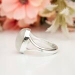 Rainbow Moonstone Ring, Sterling Silver Rings for Women, Boho Simple Ring with Big Stone, Birthstone Gemstone Ring Jewelry - Image 6