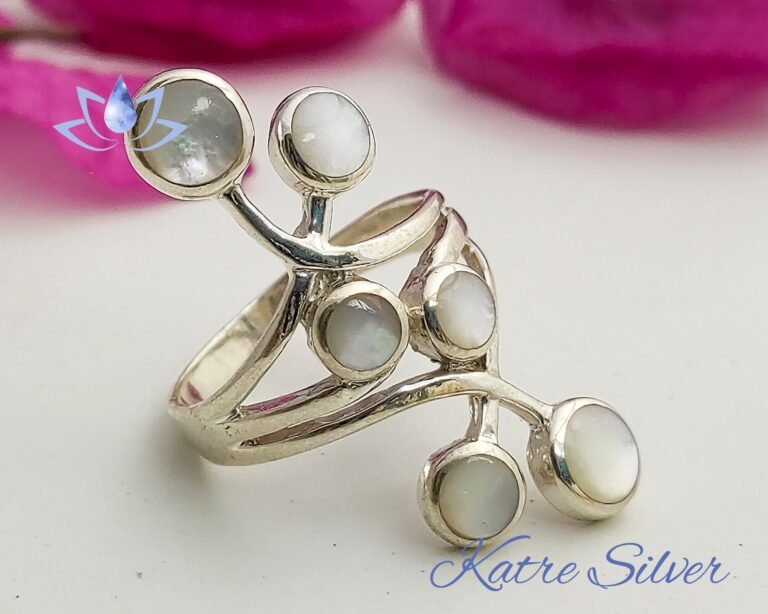 Long Statement Ring, Mother Of Pearl Ring, White Stone Ring, Nacre Ring, Pearl Ring Silver, Long Rings, Designer, Gift for Her