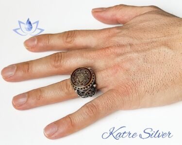 Mens Handmade Ring Turkish Handmade Silver Ottoman Mens Ring Agate Ring Agate Men Ring The Star of David Gift for Him 925k Sterling Silver - Image 4