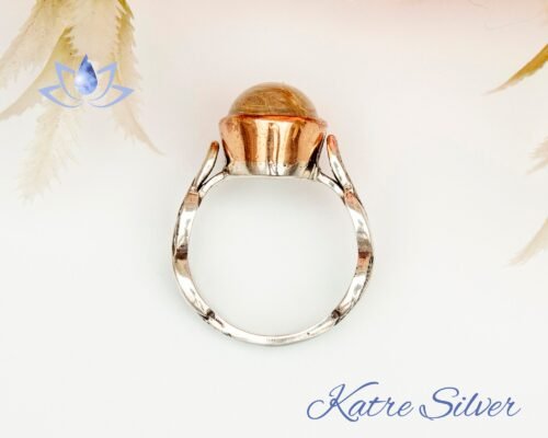Natural Oval Cut Golden Rutile Quartz Engagement Ring, Yellow Rutilated Quartz Solitaire Ring, One of a Kind Ring, Unique Gift for Wife - Image 8
