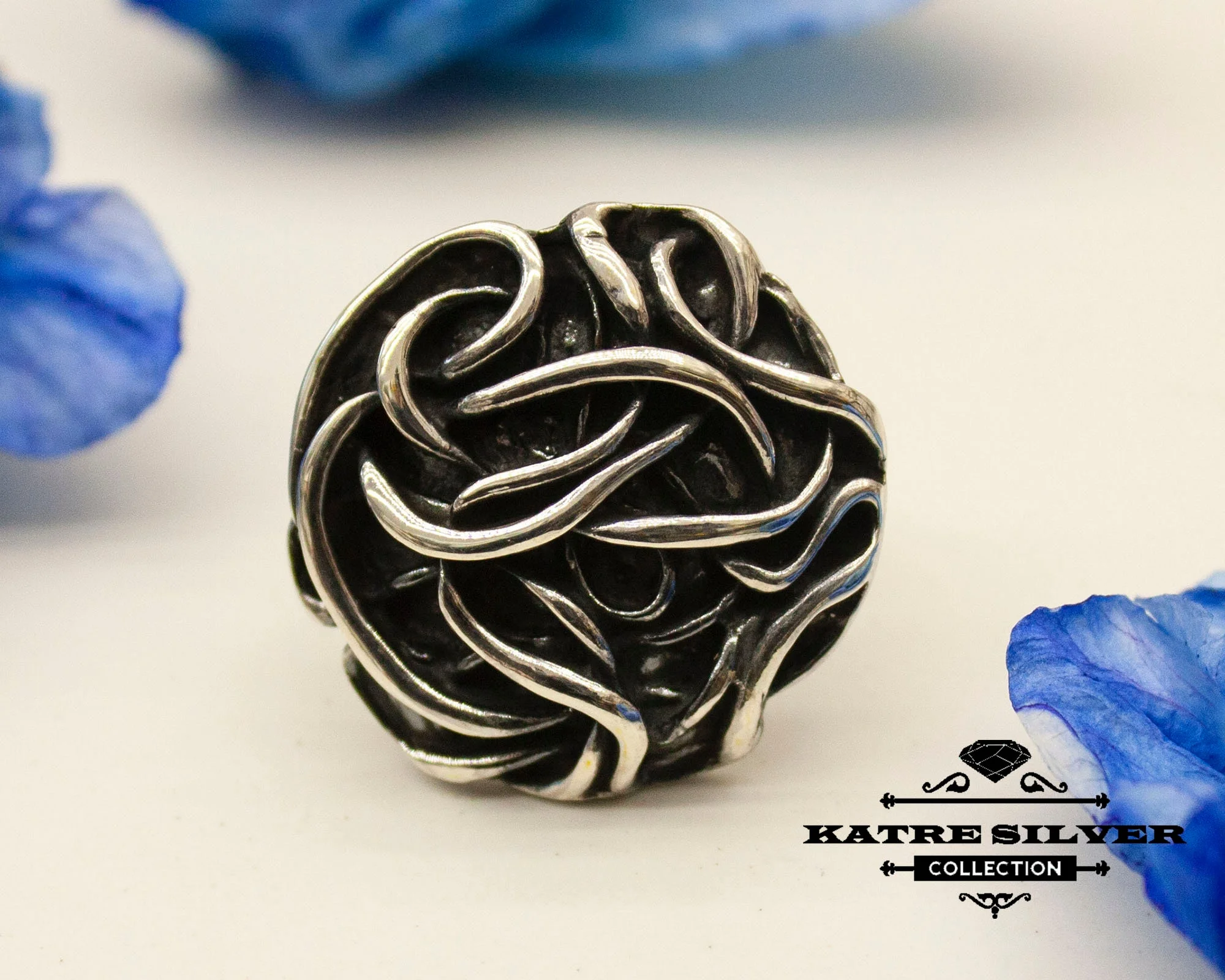 Solid Silver Vintage Ladies Ring, Ladies Fine Jewelry, Black Wire Ring, Authentic Ring, Trendy Ring, Modernist Ring, Silver Ladies Ring - Image 4