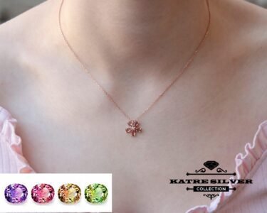 Unique Sultanite Diaspore Necklace Silver 925 – Handmade Color Changing Turkish Flower Pendant Rose Gold Gift for Her - Image 2