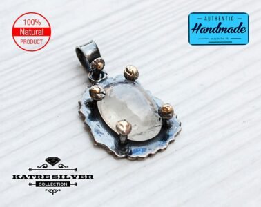 Raw Dainty Vintage Moonstone Pendant, Oval Moonstone, Handmade Moonstone, Moonstone Pendant, Moonstone Jewelry, Handmade Pendant, Natural - Image 4