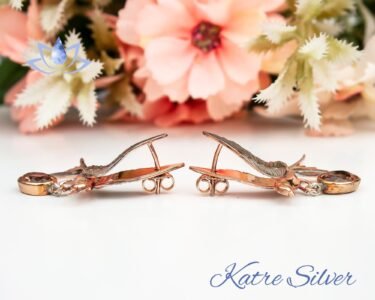 Color Change Stone Dove Bird Animal Earrings, Color Changing Designer Earrings, Animal Stud Earrings, Bird Earrings, Bird Lover Gift - Image 9