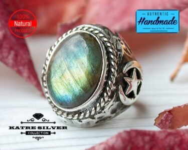 Mens Handmade Ring, Turkish Handmade Silver Men Ring, Ottoman Mens Ring, Labradorite Men Ring, Gift for Him, 925k Sterling Silver Ring