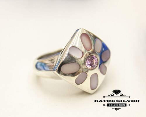 Pink Seashell Ring, Silver Shell Ring, Natural Sea Shell, Nautical Ring, Ocean Ring, Summer Ring, Shell Ring, Pink Stone Ring, Sea Shell - Image 5