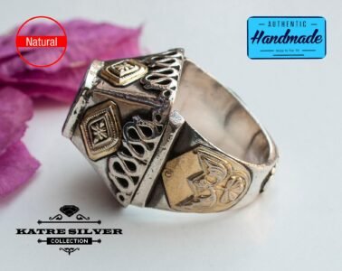 Unique Lapis Lazuli Ring Silver 925 – Handmade Square Turkish Snake Flower Design Gemstone Ring Gift for Her - Image 5