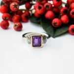 925 Sterling Silver Shell Ring, Elegant Purple Amethyst Women Ring, Handmade Jewelry, Birthstone Ring, Gemstone Promise Ring, Gift For Her - Image 3