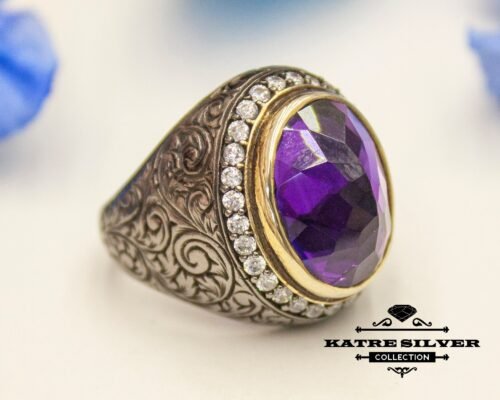 February Ring, Art Deco Amethyst, Purple Gemstone Ring, Purple Stone Ring, Purple Amethyst Ring, Amethyst Ring Silver, Amethyst Silver Ring