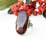 Vintage Red Sapphire Silver Ring, Oval Gemstone Handmade Ring, Natural Stone Women Jewelry, Chunky Statement Ring, Boho Ring, Birthday Gift - Image 5