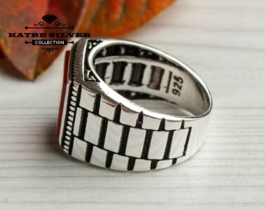 Unique Mens Agate Ring Sterling Silver Boho Jewelry Handcrafted Silver Turkish Ring Authentic Piece of Mens Silver Jewelry Gift for Him - Image 5