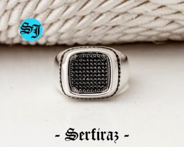 Black Zircon Men Ring , Sterling Silver Ring, Gemstone Jewelry for Men, Authentic Ring, Mens Gift, Classic Men Gift, Men Birthday Gift - Image 7