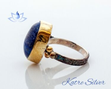 Elegant Blue Lapis Ring 925 Sterling Silver – Oval Lapis Lazuli Statement Bohemian Ring Handmade Gift for Her - Image 4