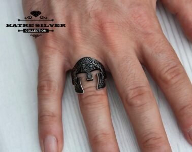 Mens Handmade Ring, Turkish Handmade Silver Men Ring, Ottoman Mens, Spartan Helmet Ring, Knight Ring, Gift for Him, 925k Sterling Silver - Image 2