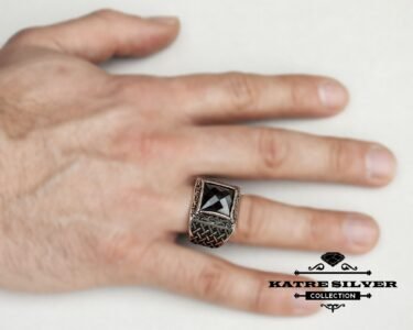 Bold Onyx Men Ring 925 Sterling Silver – Ottoman Style Black Stone Signet Ring Handmade Gift for Him - Image 2