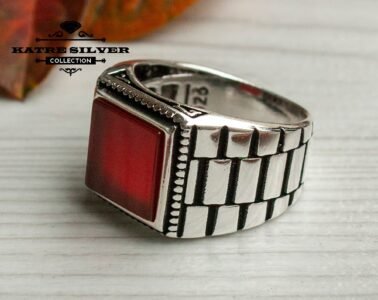 Unique Mens Agate Ring Sterling Silver Boho Jewelry Handcrafted Silver Turkish Ring Authentic Piece of Mens Silver Jewelry Gift for Him - Image 4