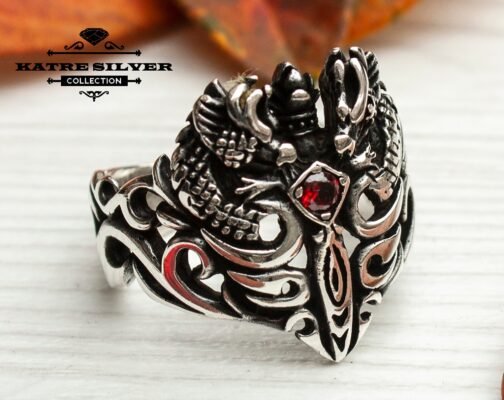Celtic Dragonsword Medieval Ring Celtic Dragon Sword Medieval Silver Ring Solid Sterling Unique Silver Jewelry Gift for Him Men Ring