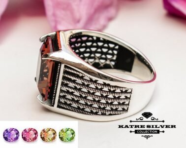 Powerful Sultanite Men Ring 925 Sterling Silver – Ottoman Style Diaspore Color Change Handmade Statement Ring Gift for Him - Image 5