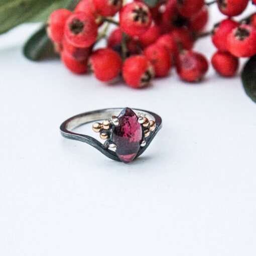 Red Ruby Ring for Her, Sterling Silver Handmade Minimalist Ring, Custom Promise Ring, Dark Red Jewelry for Wife, Anniversary Gifts for Women, Gift for Her Mother Mom Sister Daughter
