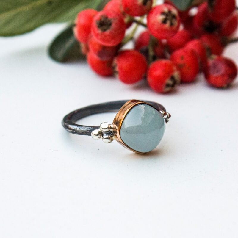 Blue Aquamarine Ring for Women, Princess Promise Sterling Silver Ring, Minimalist Ring, Natural Genuine Real Blue Stone Ring, Statement Ring