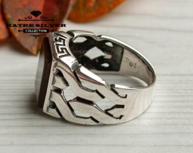 Statement Ring Unique Mens Ring Celtic Handcrafted Silver Rings Massive Ring Unique Mens Ring Brown Silver Ring Turkish Summer Jewelry - Image 6