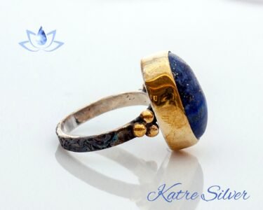 Elegant Blue Lapis Ring 925 Sterling Silver – Oval Lapis Lazuli Statement Bohemian Ring Handmade Gift for Her - Image 5