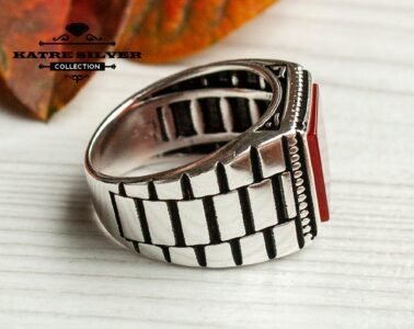 Unique Mens Agate Ring Sterling Silver Boho Jewelry Handcrafted Silver Turkish Ring Authentic Piece of Mens Silver Jewelry Gift for Him - Image 6