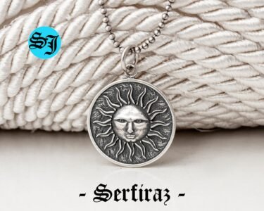 Sun Pendent Necklace, Silver Sun Necklace, Sun Charm, Medallion Necklace, Celestial Necklace, Circle Necklace, Gift for Her Him - Image 5