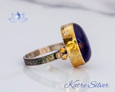 Elegant Amethyst Ring 925 Sterling Silver – Oval Purple Gemstone Minimalist Boho Promise Ring Handmade Gift for Her - Image 5